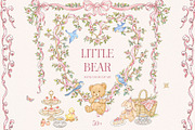 Teddy Bear Pink Watercolor Clipart, a Decorative Illustration by Ekaproeka (Thumbnail 1 of 8)