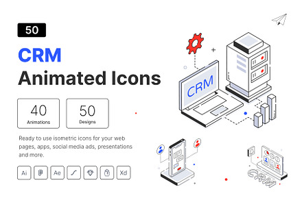 CRM Isometric Icons, an Icon by Vectors Market