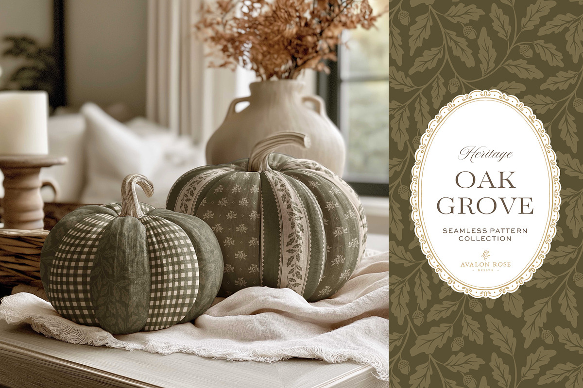 Oak & Acorn Autumn Patterns - Olive, a Pattern Graphic by Eclectic Anthology (Photo 5 of 13)