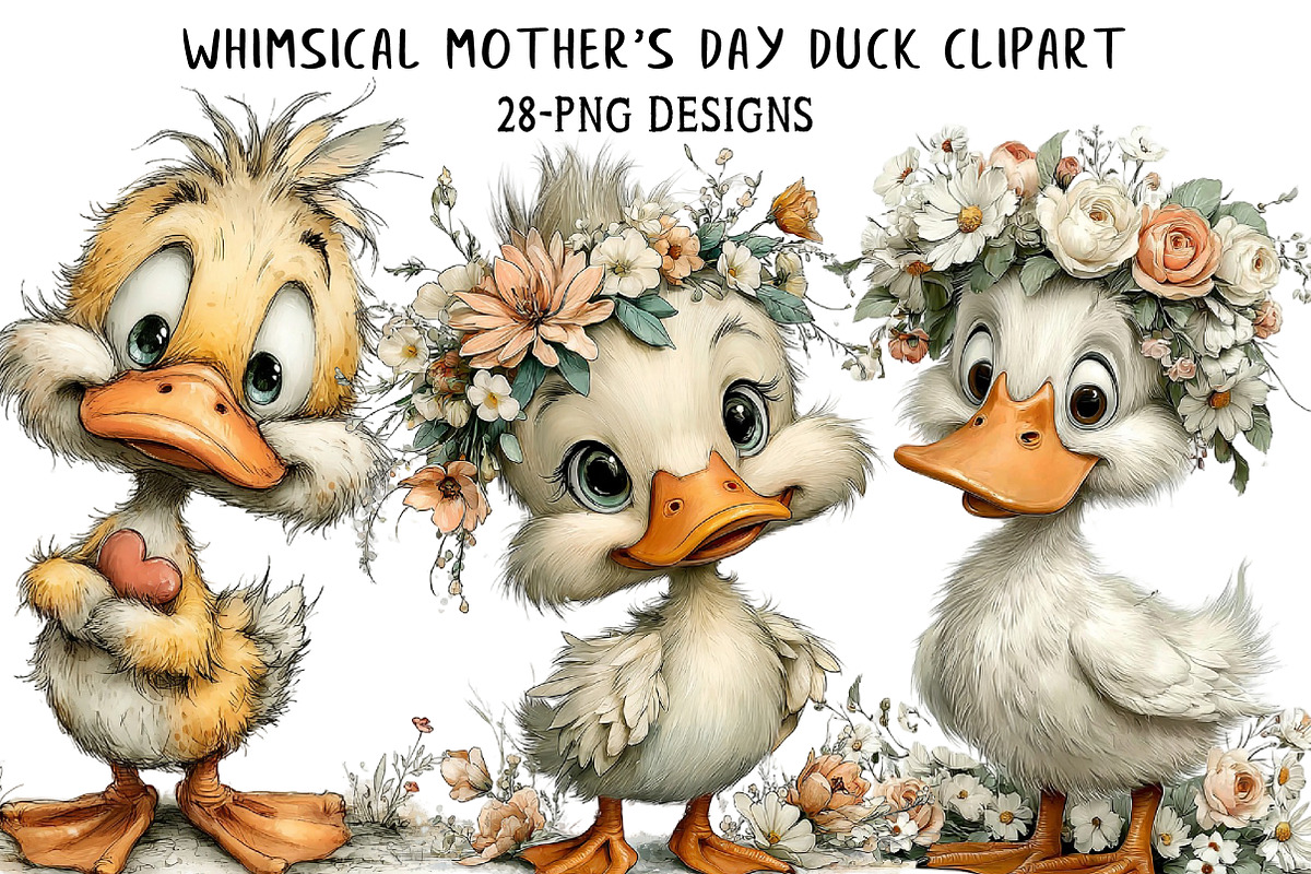 Whimsical Mother's Day Duck Clipart, an Illustration by Daily.Designs (Photo 1 of 7)