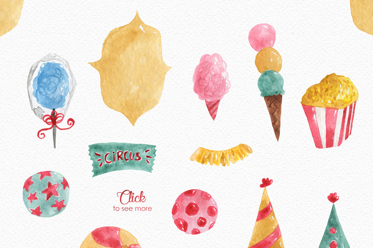 Circus Watercolor Clipart Set, an Animal Illustration by LeMagiqueBoutique (Photo 5 of 9)