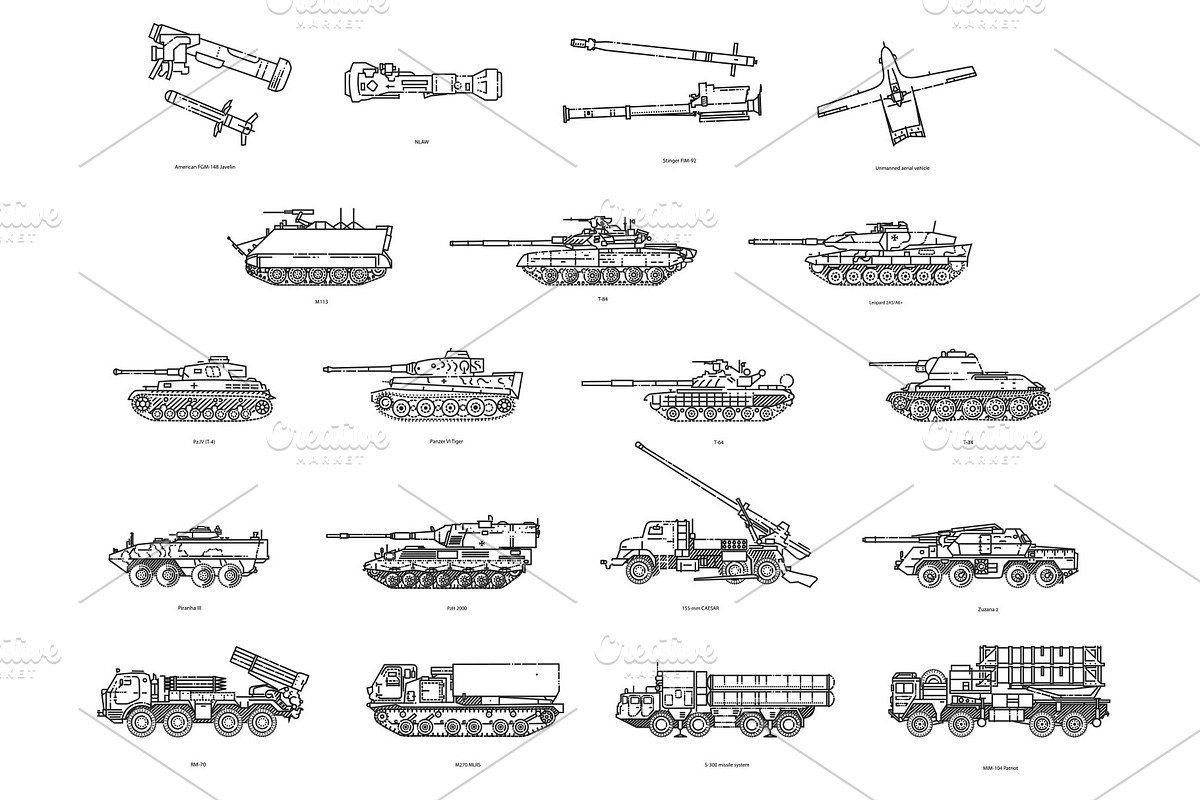 Military Transport Icons, an Object Illustration by Tettygreen (Photo 1 of 3)