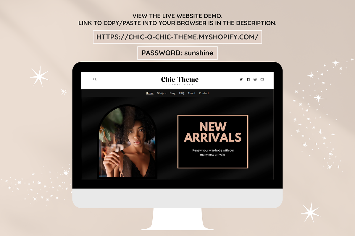 Chic Black & Rose Shopify Theme, a Shopify Template by SunshineStudioBoutique (Photo 4 of 10)