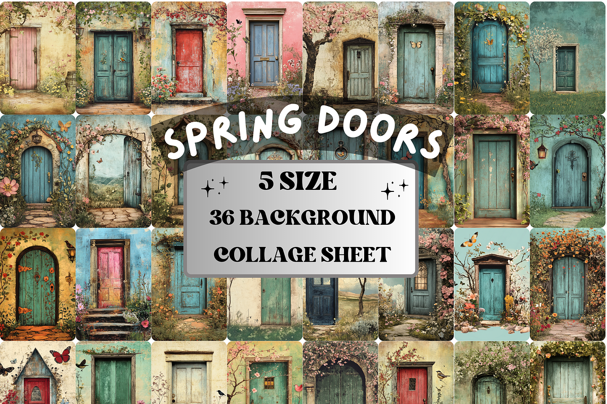 Spring Door Collage Paper Background, a Background Graphic by GiraffeCreative (Photo 1 of 9)