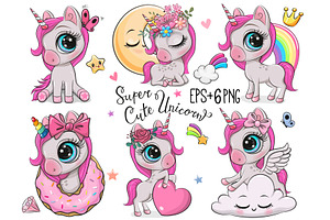 Cute Unicorn Set, an Animal Illustration by Regina Art (Reginast777)