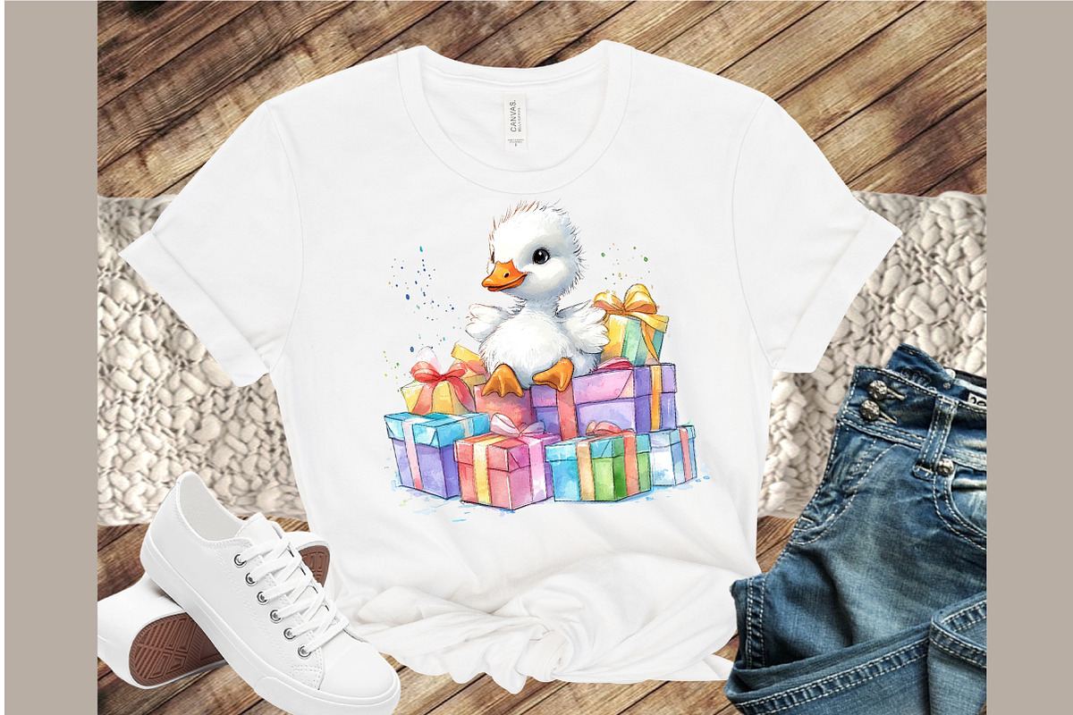 Watercolor Baby White Goose Birthday, an Illustration by Sublimation Artist (Photo 4 of 6)