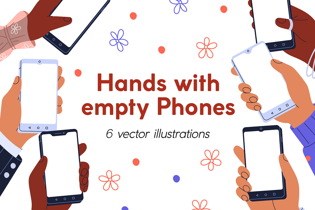 Hands with empty phone screens set, a Technology Illustration by Good Studio (Photo 1 of 4)