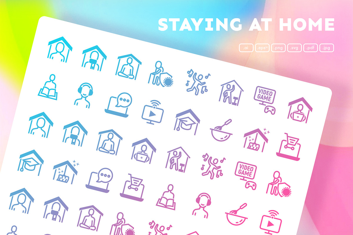 Staying At Home | 32 Icons Set, a Solid Icon by Marina Silence (Photo 1 of 18)