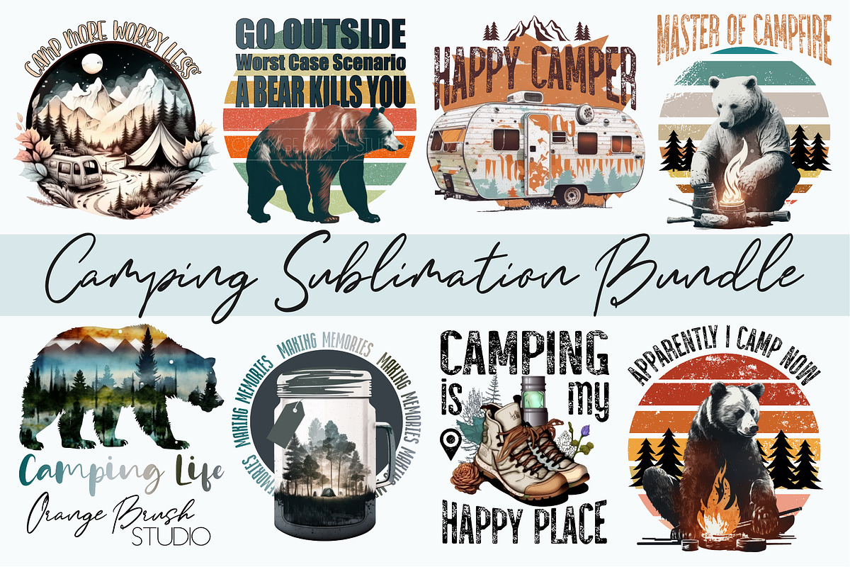 Camping Sublimation Bundle Clip art, a Seasonal Illustration by Orange Brush Studio (Photo 1 of 3)