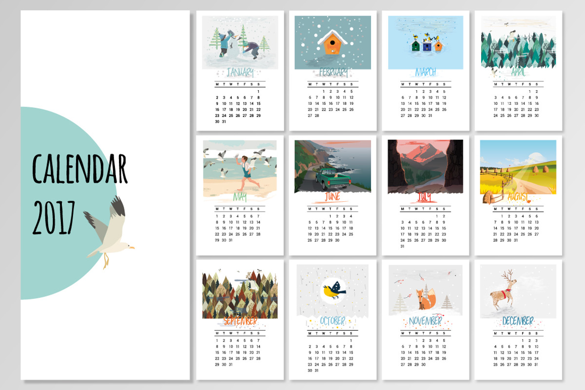 Illustrated Calendar 2017 | Vector, an Animal Illustration by Artem Vorotnikov (Photo 2 of 6)
