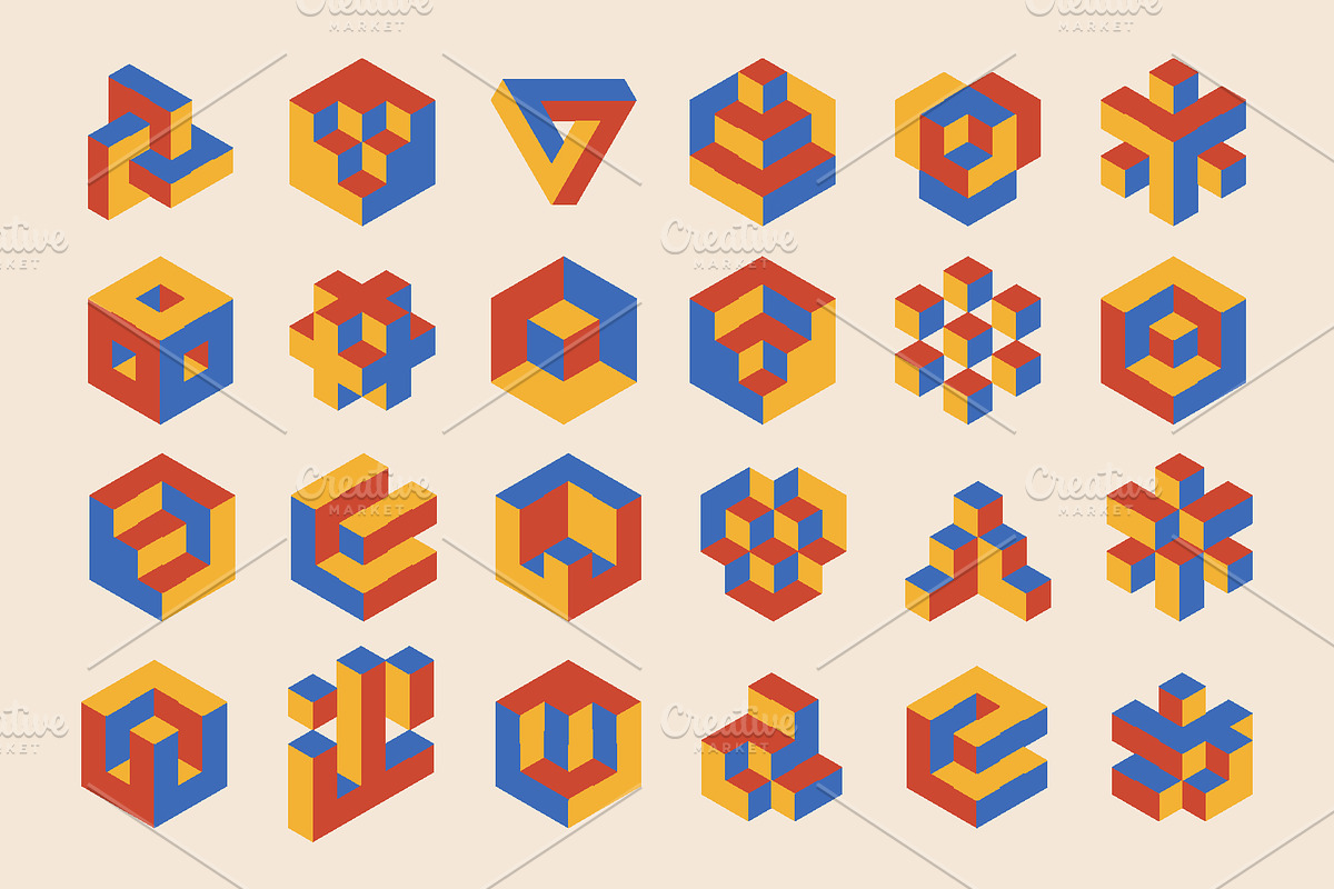 3D Geometry Printable Wall Art Set, a Background Graphic by C Design Studio (Photo 25 of 28)