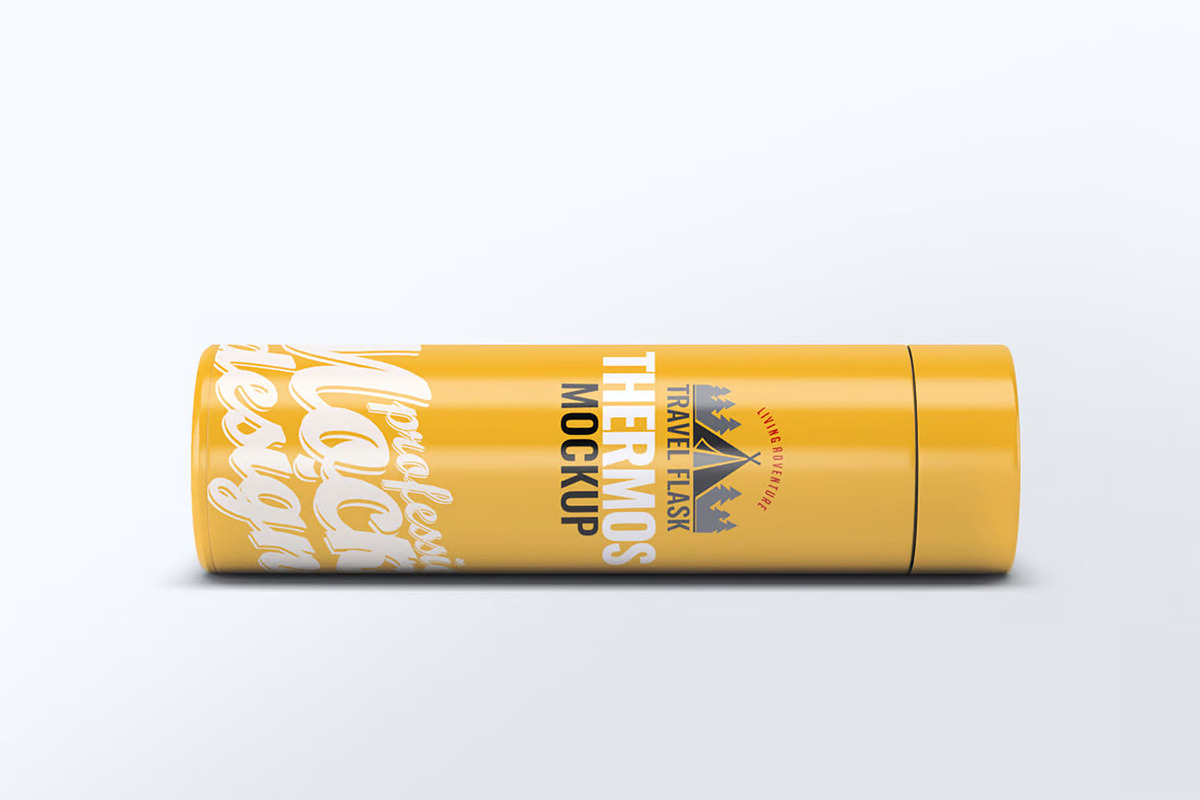 Steel Thermos Bottle Mock-Up, a Product Mockup by DesignRushMarket (Photo 7 of 7)