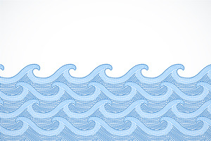 Doted Blue And White Waves Borders