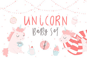 Unicorn baby - cute pink nursery set
