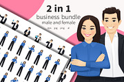 Business Asian man and woman 2 in 1, a Finance Illustration by Volha Hlinskaya (Thumbnail 1 of 9)