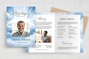 Sky Funeral Program Brochure Layout, a Brochure Template by Xtrahive