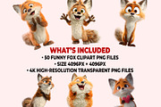 Funny Fox Clipart PNG Bundle, a Graphic by M9 Design (Thumbnail 9 of 9)