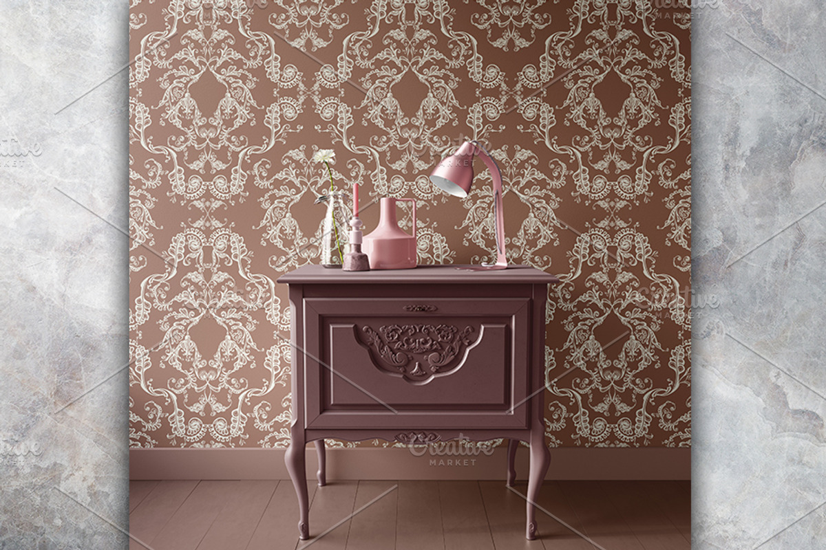Cream & Mocha Baroque Flowers, a Pattern Graphic by ilustrinna (Photo 7 of 9)