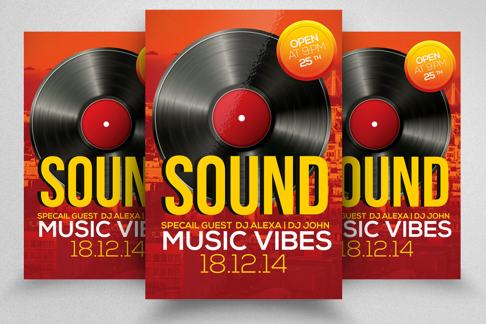 Retro Music Sound Flyer Template, a Flyer Template by Design Up