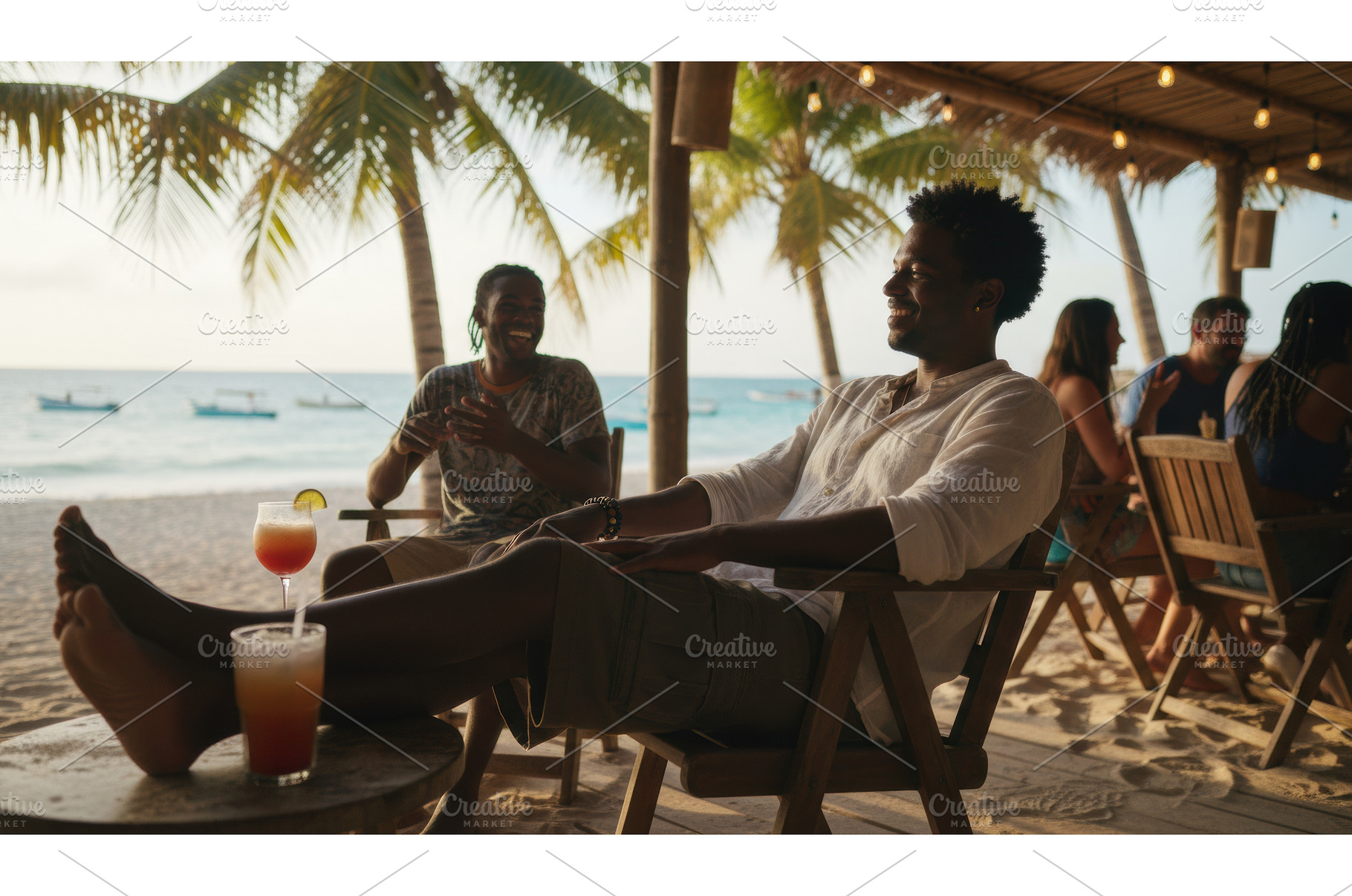 Friends relaxing with tropical, a Holiday Photo by Igor Tichonow