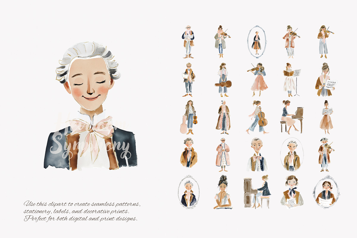 romantic classical musicians clipart, a Decorative Illustration by Patishop Art (Photo 8 of 11)