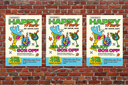Retro Happy Hour Flyer Set, a Flyer Template by Aiyari Graphic (Thumbnail 3 of 3)