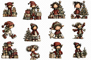 Whimsical Christmas Elf Clipart, an Illustration by cherrydesign (Thumbnail 3 of 3)