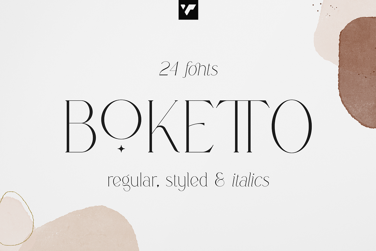 Boketto - Elegant typeface. 24 fonts, a Serif Font by VP Fonts (Photo 1 of 19)
