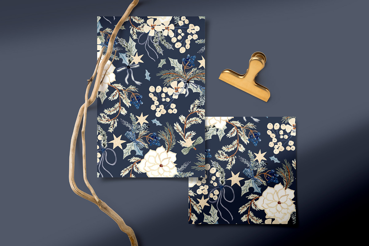 Navy Christmas Pattern, a Pattern Graphic by Webvilla Studio (Photo 3 of 5)
