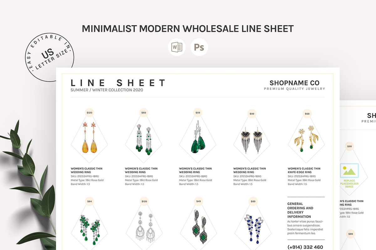 Line Sheet Template | Word/Photoshop, a Marketing Template by Axpand (Photo 1 of 6)