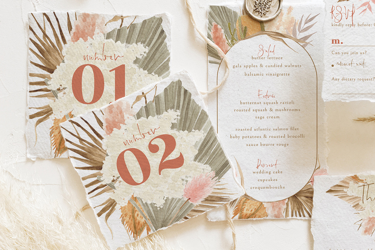 Bohemian Dried Foliage Wedding Suite, an Invitation Template by BlueRobinDesignShop (Photo 11 of 17)