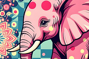 Vintage Pop Art Pink Elephant, an Animal Illustration by Sharon Schwalbe (Thumbnail 2 of 3)