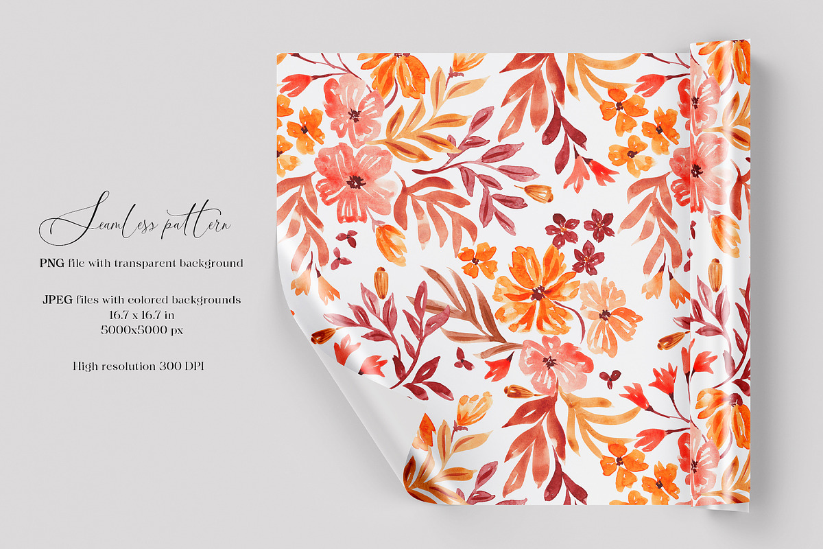 Fall floral seamless pattern, a Pattern Graphic by SirenaArt (Photo 3 of 19)