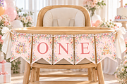 First Birthday ONE Banner Template, a Marketing Template by KennedyStudio (Thumbnail 1 of 6)