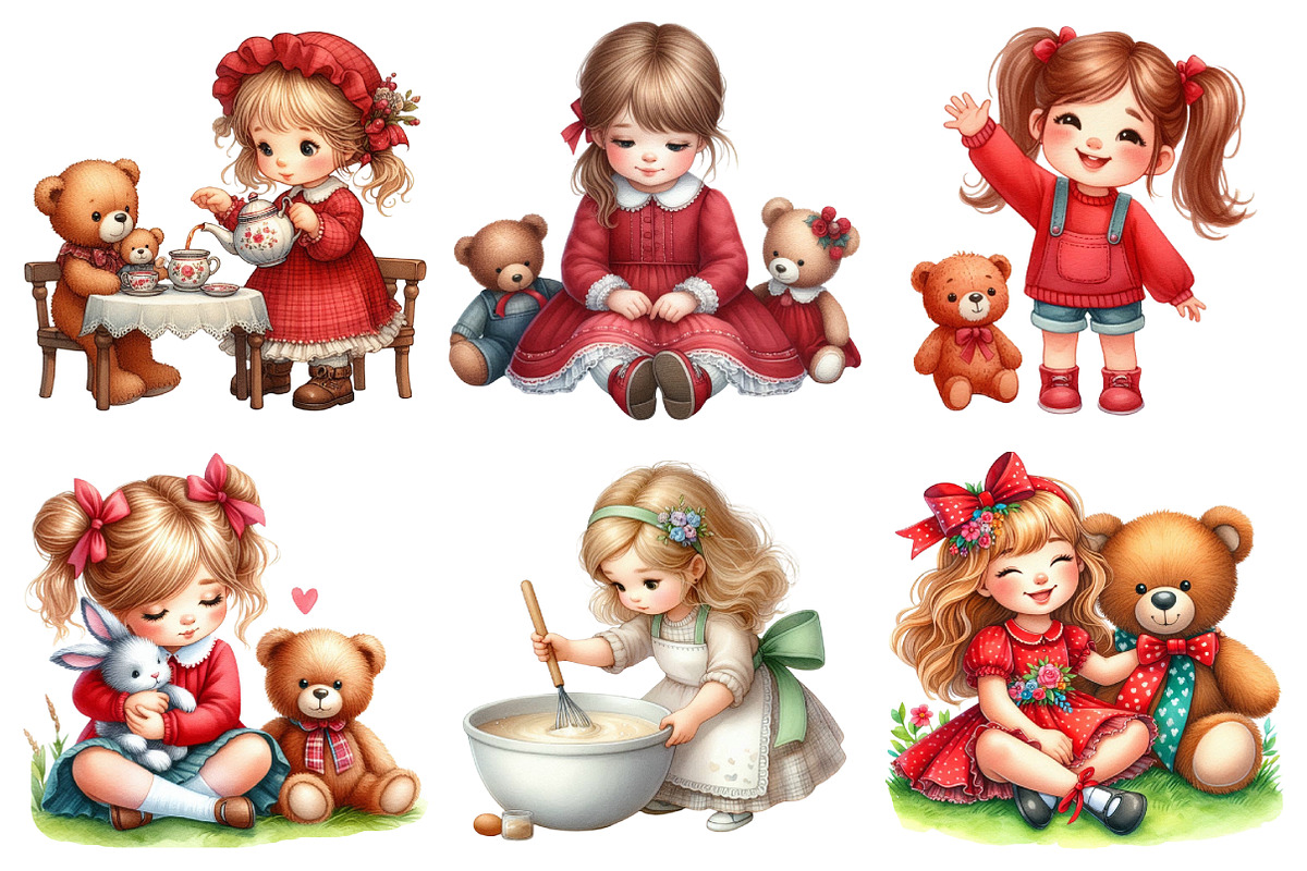 Cute Girl Cliparts, an Illustration by Daily.Designs (Photo 5 of 6)