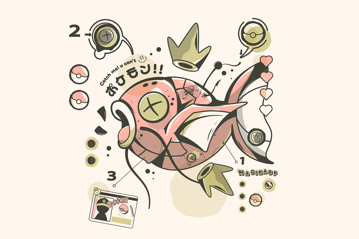 Magikarp pokemon card design, an Illustration by Darts Lines (Photo 1 of 3)