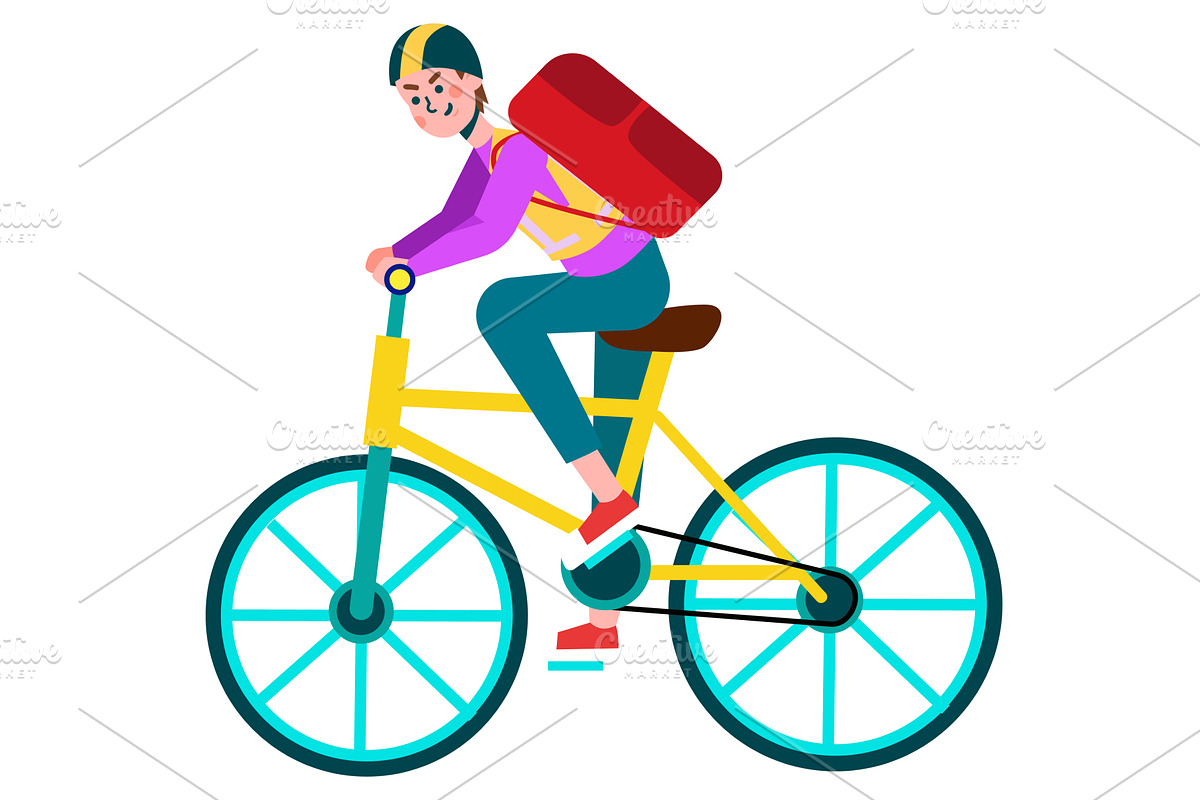 Man riding bike vector guy on, a Person Illustration by vectorpointstudio