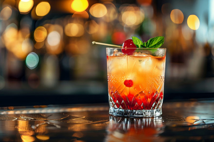 A refreshing cocktail showcases cher, a Photo by Tanuart