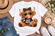 Hot Mess Highland Cow PNG, a Seasonal Illustration by Watercolor design (Thumbnail 2 of 3)
