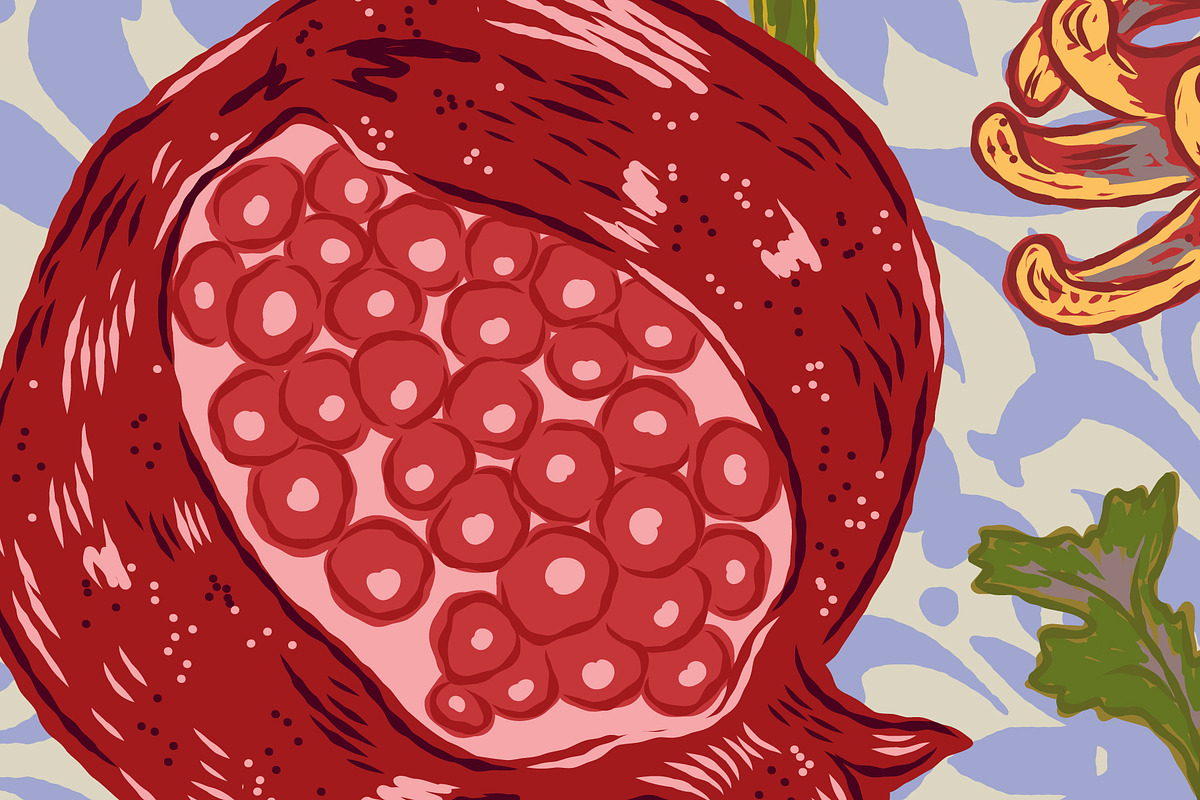 Pomegranate Grape Chrysanthemum, a Pattern Graphic by NayaChu (Photo 6 of 9)
