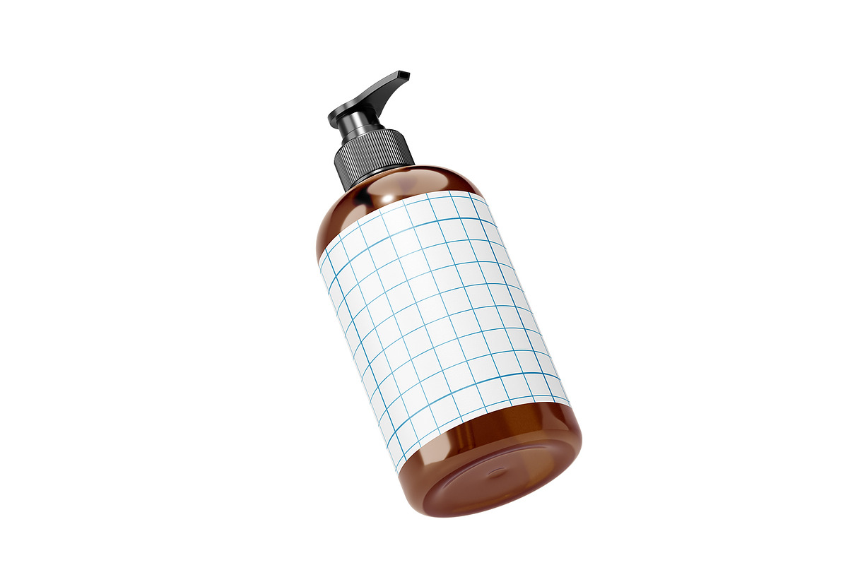 Amber Pump Bottle Mockup, a Cups & Container Mockup by Akebareee (Photo 3 of 3)