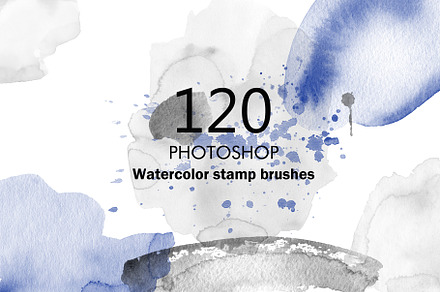 120 Watercolor brushes for photoshop, a Brush Add-On by TaPilipa