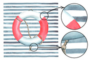 Nautical elements. Watercolor, an Object Graphic by Olga Bonitas (Thumbnail 4 of 4)
