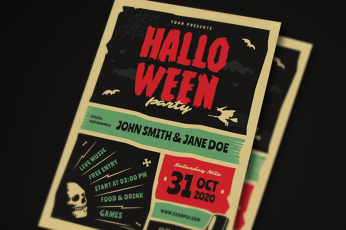 Retro Halloween Party Flyer, a Flyer Template by VectorVactory (Photo 3 of 3)