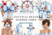 Nautical Beach Summer Clipart, a Seasonal Illustration by BusyDaydesign (Thumbnail 1 of 9)