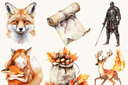 Watercolor Ember Fox Huntress Art, an Animal Illustration by Design Scotch (Thumbnail 3 of 8)