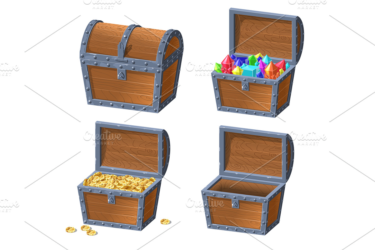 Wooden Chest set, an Object Illustration by piter.goskov