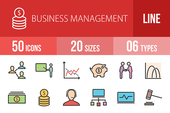 50 Business Line Filled Icons
