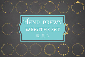 Vector Wreaths set - 18 gold wreaths