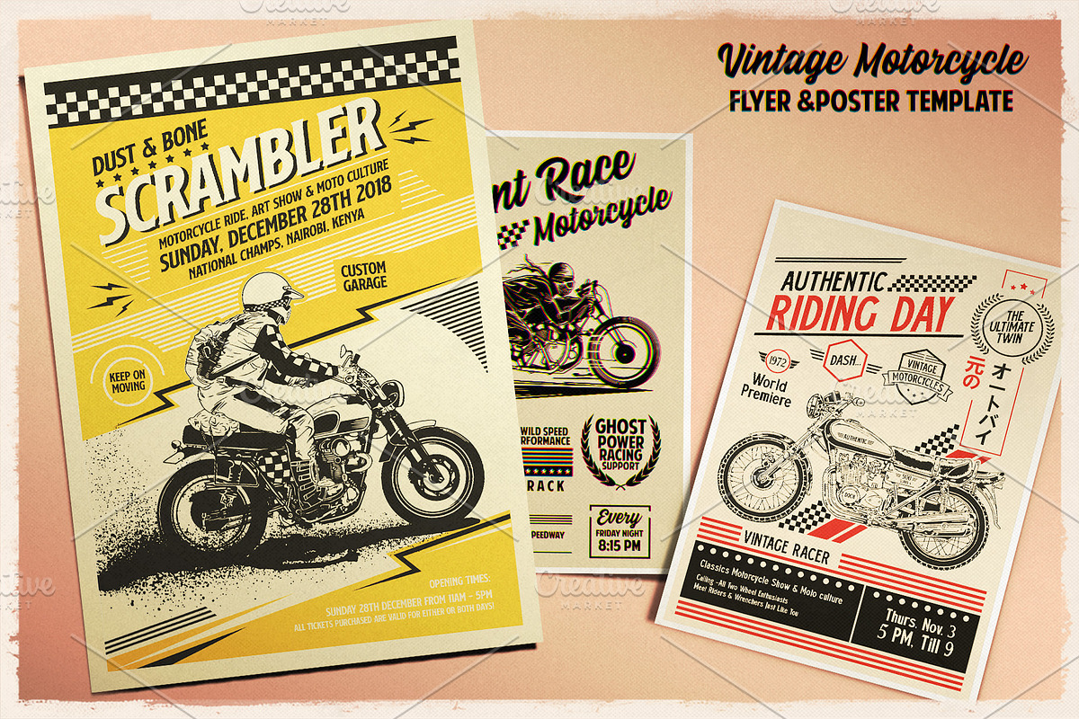 Vintage Motorcycle Flyer & Poster, a Flyer Template by The Design For Co. (Photo 2 of 4)